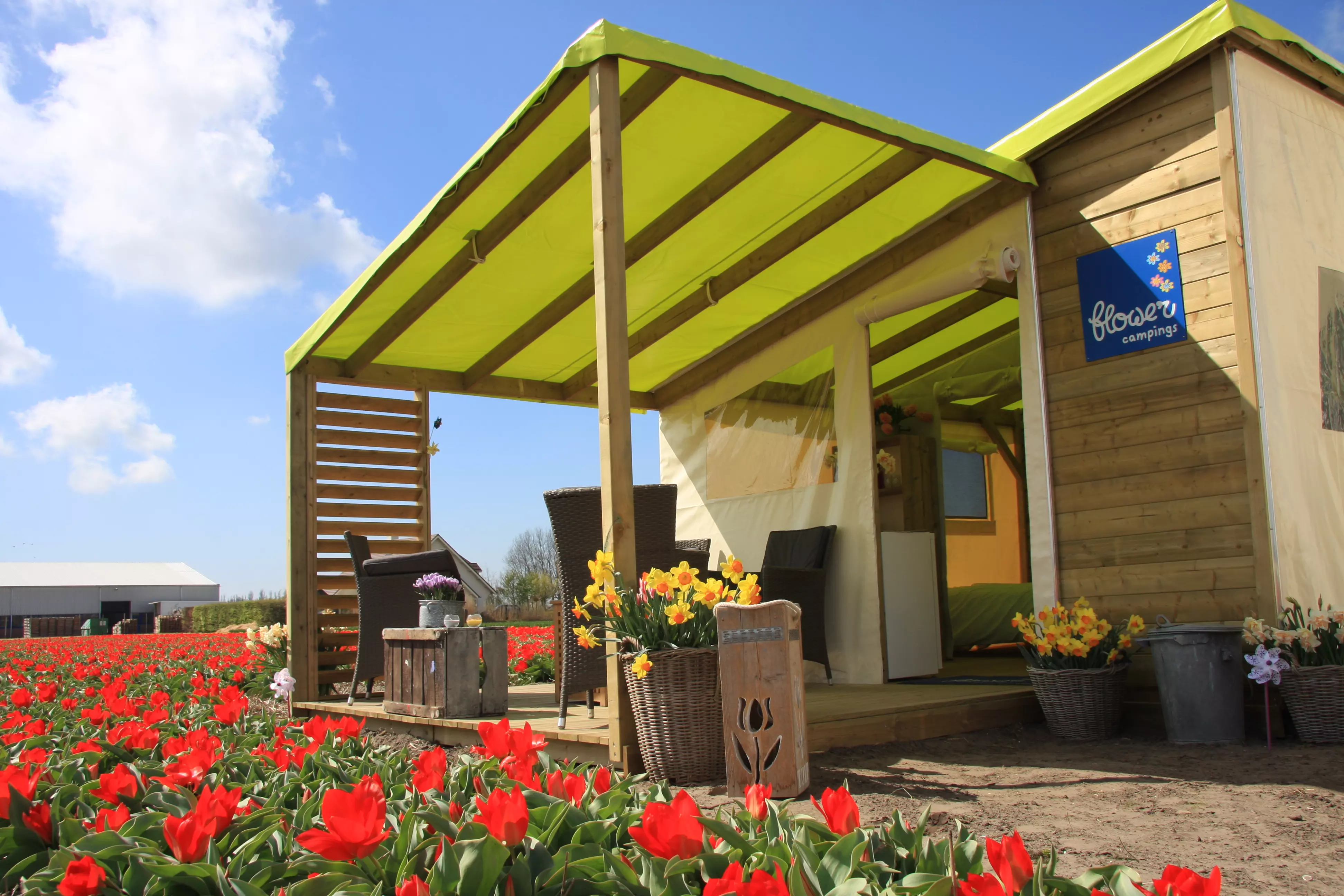 Cabane glamping Fun Flower extérieur