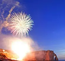 14 juillet, feu d'artifice Etretat